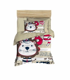 L'essentiel linge de maison Juego de Funda Nórdica para Bebé PH116, 100x150 cm, Sábana 120x150 cm, Funda Almohada 35x55 cm (2 Piezas), Algodón y Poliéster, Beige/Blanco/Marrón